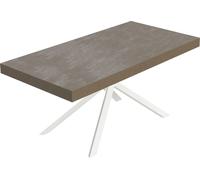 Table Extensible Niket Gris Tourterelle 200/460X90 Cm Avec Pieds Blancs