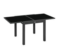 Outsunny Table extensible de jardin grande taille dim. dépliées 160 x 80 x 75 cm foncé plateau verre trempé noir aluminium gris