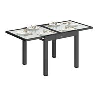 Outsunny Table Extensible de Jardin Grande Taille dim. dépliées 160L x 80l x 75H cm Aluminium Gris foncé Plateau Verre trempé Transparent