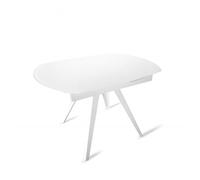 Table extensible ovale 120/180 cm verre trempé métal blanc - ADELPHIA Meubletmoi