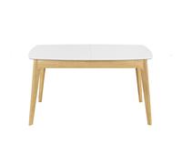 Table extensible rallonges intégrées rectangulaire blanc et bois L140-180 cm MEENA