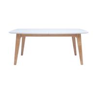 Table extensible rallonges intégrées rectangulaire finition bois blanc et hévéa massif L180-230 cm FIFTIES