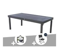Table Extensible Rectangulaire Alu Piazza 10/12 Places Graphite + Housse + 12 Chaises Modula - Hespéride Multicolore