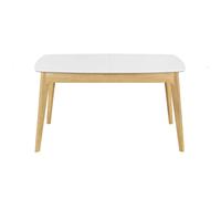 Table extensible rallonges intégrées rectangulaire blanc et bois L140-180 cm MEENA