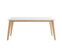 Table extensible rectangulaire blanche et bois clair l160-205 cm swad