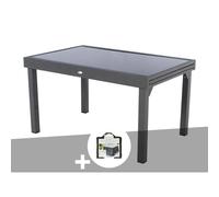 Table extensible rectangulaire en verre Piazza 6/10 places Gris anthracite + Housse - Hespéride