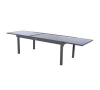 Table de jardin extensible PIAZZA Graphite 12 places - Aluminium traité époxy, Verre trempé Hespéride