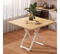 Table extensible - Table ronde ou carrée - Gain de place, pour intérieur et extérieur - Montage sans outils - 70 cm - Marron clair