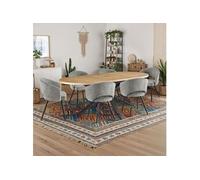 Table extensible VENTER 180-240 cm + 6 chaises tissu bouclette gris