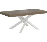 Table Extensible Volantis Premium Grise Tourterelle 120/224X90 Cm Avec Pieds Blancs