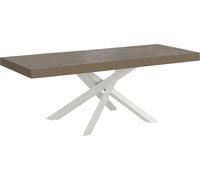 Table Extensible Volantis Premium Grise Tourterelle 200/304X90 Cm Avec Pieds Blancs