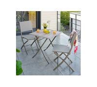 Table de jardin pliante carréee AZUA Truffe / Café 2 places - Aluminium traité époxy, Verre Hespéride
