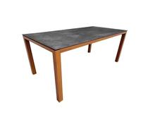 Table fixe - CHANEO - Aluminium époxy chêne Heat - Plateau plein céramique graphite 6 mm - 180 x 90 cm