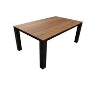 PROLOISIRS Table fixe - ELENA - Aluminium époxy graphite - Plateau lames fibre stone bois structure - 180 x 108 cm G