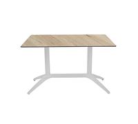 Table fixe Quatro Duo 120 x 80 cm Polypropylène usage extérieur - Plateau Chêne/piètement Blanc