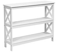table giantex console table de canapé style industriel 100 x 33 x 80 CM avec 2 étagère de rangement pour salon, entrée, couloir blanche Blanc G
