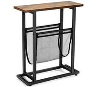 table GIANTEX d'appoint étroite de style industriel, avec porte-revues en maille et patins réglables, pour salon, chambre Marron G