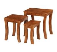 Table Gigogne 3pcs Bois Massif d'Acacia Marron Ensemble de Table Basse vidaXL