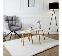Table Gigogne - Home Deco Factory - Bicolore - Relief - Blanc Et Marron