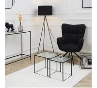 HOME DECO FACTORY - HD7195 Table Gigogne en Verre Trempé et Fer - Élégante et Moderne - pour Salon ou Chambre - Dimensions Grande 40 x 38 x 40 cm - Petite 35 x 35 x 35 cm - Couleur Noir