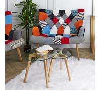 Home Deco Factory - Tables gigognes HD3207 - Bois/Verre Transparent 50 x 50 x 43, 50 cm - Lot de 2