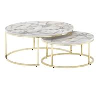 Table gigogne optique marbre blanc FineBuy - Moderne - Set de 2 tables basses