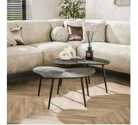 Table gigogne organique - brun bronze, forme libre (lot de 2) RALF