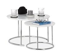 Table Gigogne - RELAXDAYS - Petite Ronde Mate - Métal - Blanc