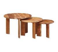 vidaXL Tables basses gigognes – Ensemble 3 pièces – Bois d'acacia massif, marron, empilables