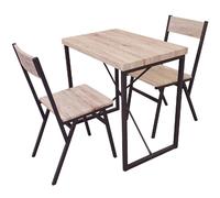 Table haute avec 2 chaises - L. 80 x H. 75 cm - Marron
