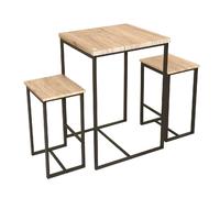 Table haute avec 2 tabourets industrielle Dock - Noir