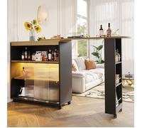 Table Haute Bar Extensible Moderne 138-193x39x105cm - Table à Manger Extensible avec Espace de Rangement - Pivotante - Noir