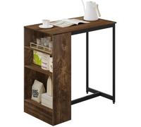 Table haute bar WOLTU - Modèle W0ATT0220 - Plateau 91x49cm - Marron rustique et noir - 3 étagères de rangement