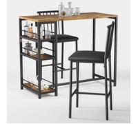 Table haute - BEALIFE - Mange debout TB51 - 2 tabourets avec dossier - Métal & PU cuir - 3 étagères