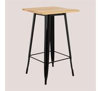 Table haute carrée 60x60 cm en acier Lix Bois Naturel - Noir