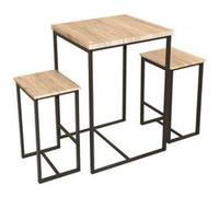 Table haute carrée avec tabourets Chicago - Noir Naturel foncé/noir G