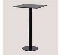 Table Haute Carrée Marbre (60x60 cm) Rocher NOIR