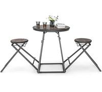 COSTWAY Ensemble de Table et 2 Tabourets Pliables, Cadre en Métal Robuste, Mange Debout Industrielle, Pour Cuisine, Salle à Manger