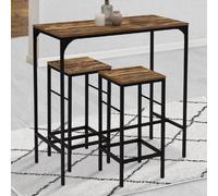 Table Haute Daytona et 4 Tabourets - Bois Vieilli et Noir