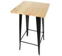 Table Haute de bar carrée - DHHOZAMZ - Métal - Industriel - 60x60x110 cm - Table à manger - 4 personnes - Aspect bois