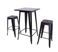 Table Haute de bar carrée - DHHOZAMZ - Métal - Industriel - 60x60x110 cm - Table à manger rétro Noir