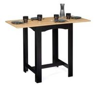 Table Haute De Bar Extensible Dona 2 À 4 Personnes Noire Plateau Façon Hêtre 65-130 Cm