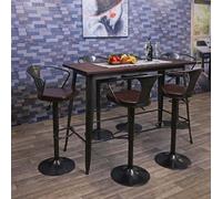 Table haute de bar HWC-H10, design industriel, bois d'orme, standards MVG, 106x147x60 cm, vintage noir-marron