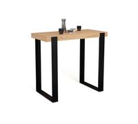 IDMarket – Table haute de bar Phoenix – Bois et noir – 113 cm – Beige G