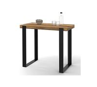 IDMarket - Table haute de bar PHOENIX bois foncé effet vieilli et noir 90 cm