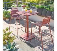 Table haute de jardin carrée ALEGORIA Acajou 2 places - Acier traité époxy, Traitement anti-rouille renforcé Hespéride
