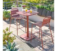 Table haute de jardin carrée ALEGORIA Acajou 2 places - Acier traité époxy, Traitement anti-rouille renforcé Hespéride