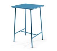Table haute de jardin carrée en acier bleu pacific - Oviala Palavas