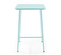 Table haute de jardin carrée en acier bleu turquoise 70cm - Oviala Palavas