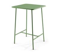 Table haute de jardin carrée en acier vert cactus - Oviala Palavas
